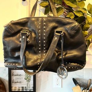 Michael Kors navy satchel bag with silver studding